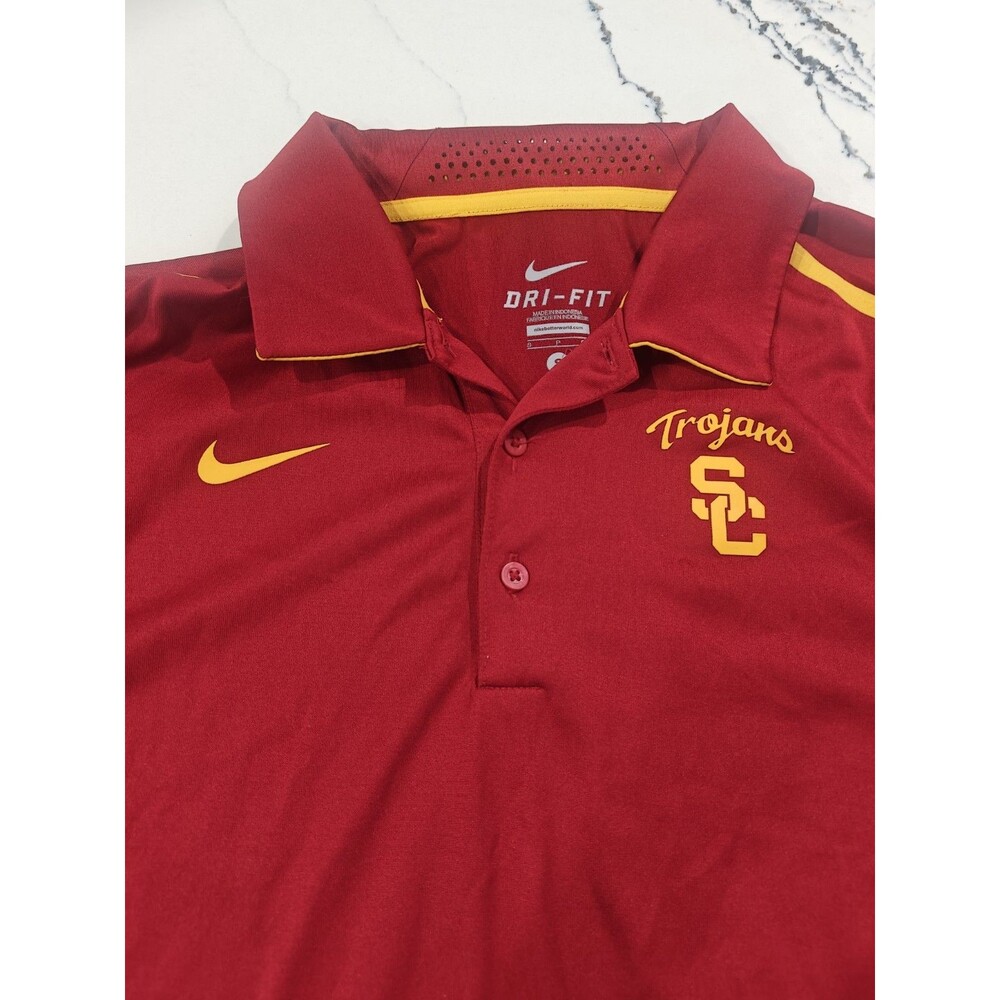 Southern California Trojans Shirt Men's S Red Nike Dri-Fit Short Sleeve Polo USC